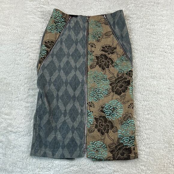 Y2K Custo Barcelona NWT 2006 slash NY zip and glitter pencil skirt, 34 or 0 - Picture 3 of 10